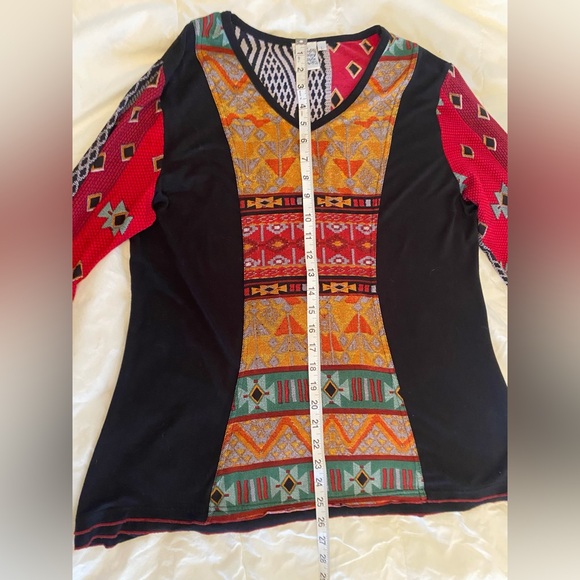 Parsley and Sage Tunic Women’s L Patchwork Flowy Artwear Soft Unique - Picture 6 of 12